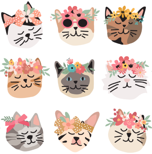 Hey Cute Design - Flower Cats 15 In Repeat