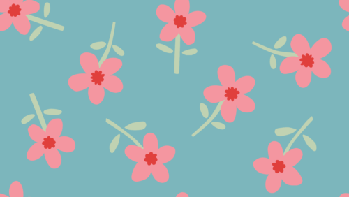 Hey Cute Design - Flowers On Blue 20 In Repeat
