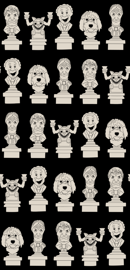 Hey Cute Design - Haunted Busts Black 15 In Repeat