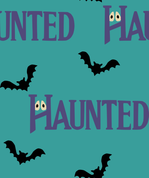 Hey Cute Design - Haunted On Teal 15 In Repeat