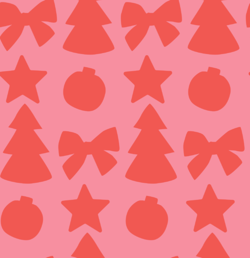 Hey Cute Design - Holiday Red On Pink 15 In Repeat