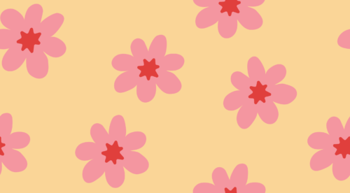 Hey Cute Design - Pink Flowers On Yellow 20 In Repeat