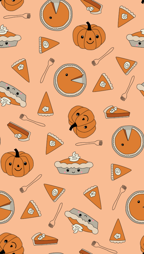 Hey Cute Design - Pumpkin Pie On Orange 20 In Repeat