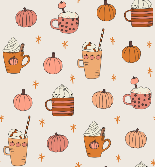 Hey Cute Design - Pumpkin Spice On Cream 20 In Repeat