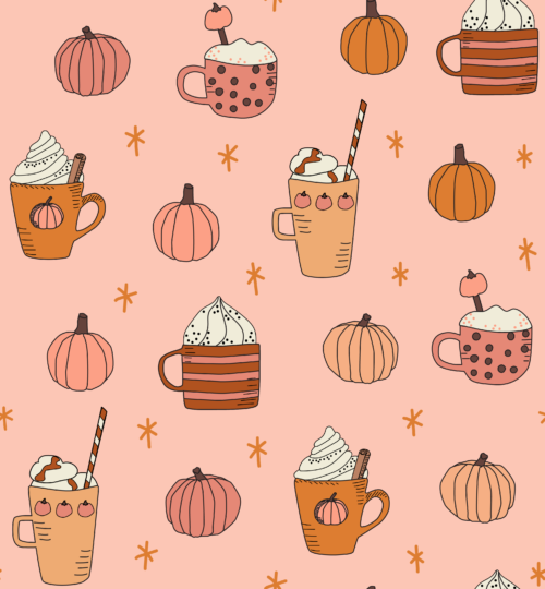 Hey Cute Design - Pumpkin Spice On Pink 20 In Repeat