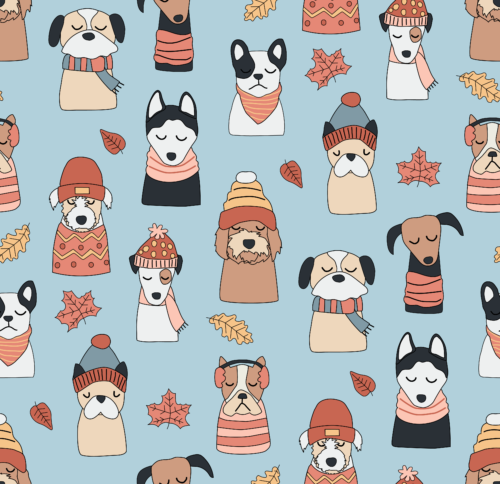 Hey Cute Design - Pups In Hats 25 In Repeat