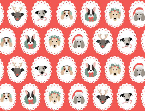 Hey Cute Design - Pups On Red 30 In Repeat