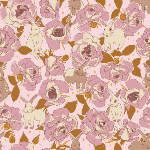 rabbits and roses pink lilac