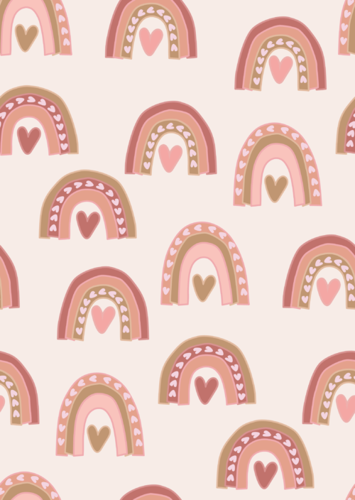 Hey Cute Design - Rainbow Hearts 15 In Repeat 01