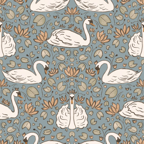 serene swans dusty blue
