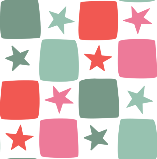 Hey Cute Design - Star Checkerboard 10 In Repeat