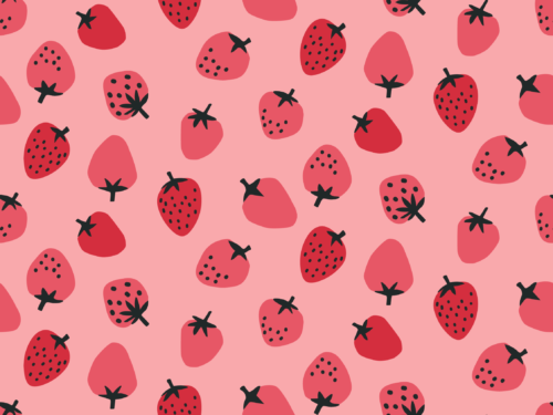 Hey Cute Design - Strawberry Dark 15 In Repeat 01
