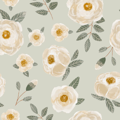 tossed magnolia floral light green