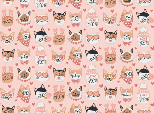 Hey Cute Design - Valentines Cats 15 Inche Repeat 01