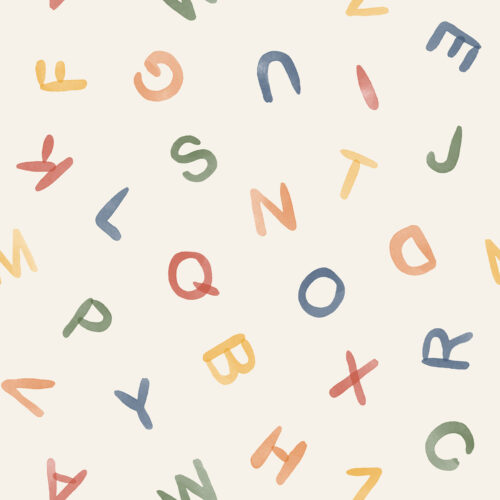 watercolor ABCs cream with green