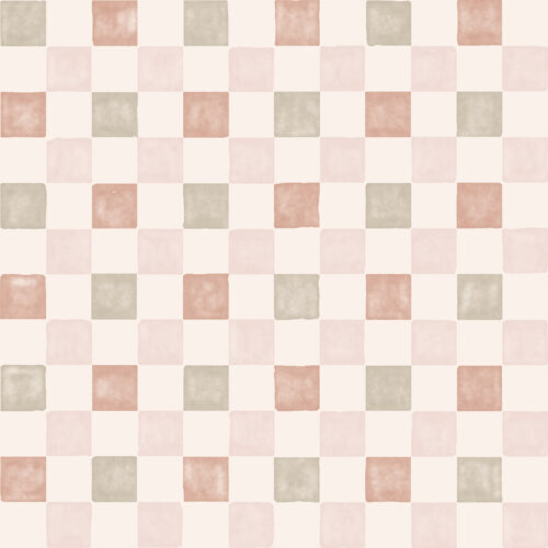 watercolor check pink sage