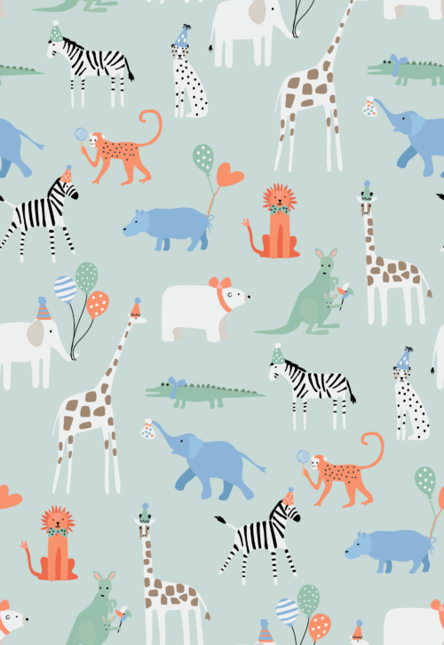 Hey Cute Design - Wild Animals Bright 20 In Repeat